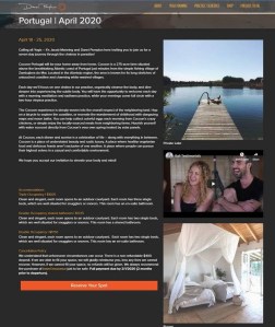 Screenshot of Danni Pomplun Yoga's Portugal retreat page